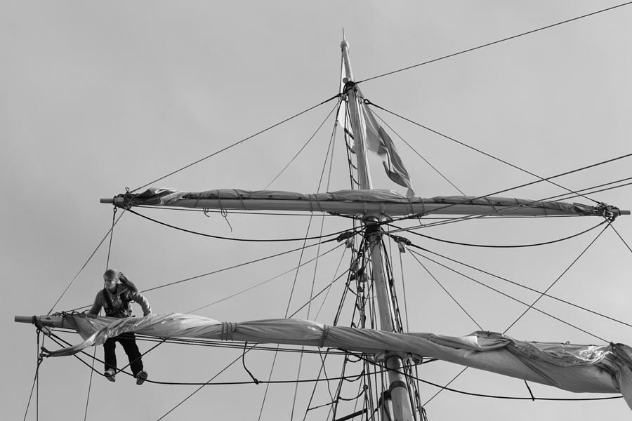 Female sailor working in the rigging Photograph by Ulrich Kunst And Bettina Scheidulin