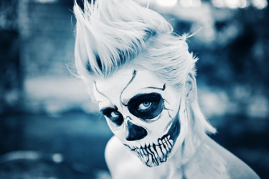 Halloween Photograph - Female Skeleton Ghoul - Closeup by Kriss Russell