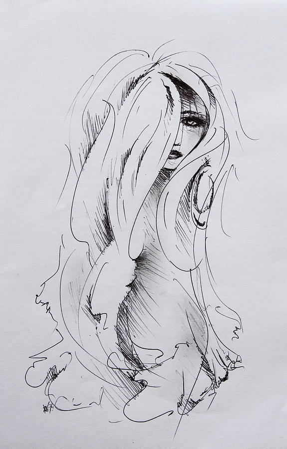 Female Drawing - girly girl I by William Russell Nowicki Female Drawing - girly girl I by William Russell Nowicki