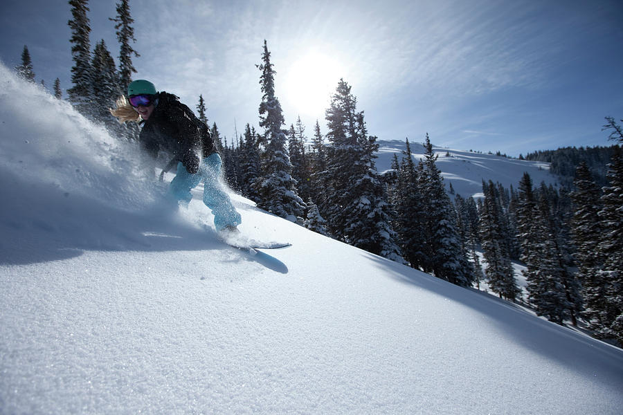 Female Snowboarder Rips Untracked Photograph by Patrick Orton