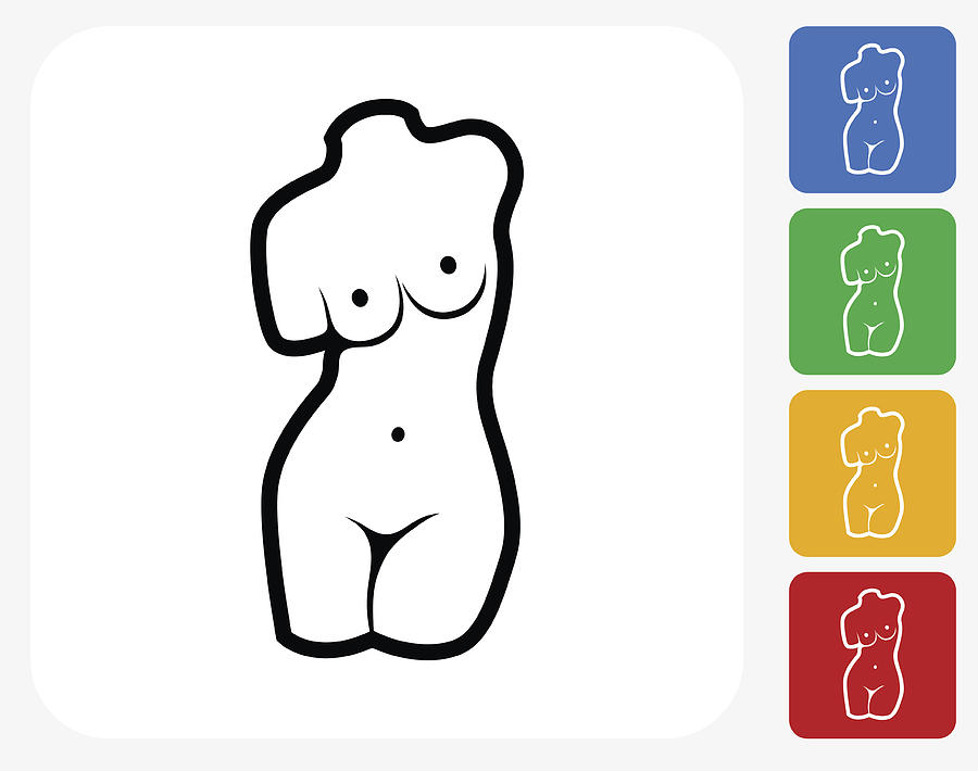 Female Statue Icon Flat Graphic Design Drawing by Bubaone