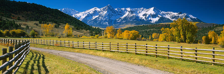 Nature Photograph - Fence Along A Road, Sneffels Range by Panoramic Images