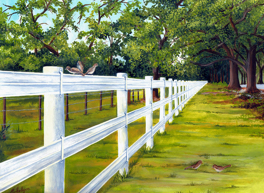 Fence Along the Grove Painting by Elaine Hodges - Fine Art America