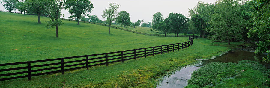Nature Photograph - Fence In A Field, Woodford County by Panoramic Images