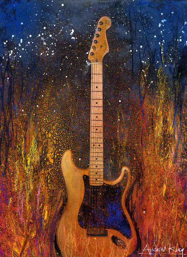 Music Painting - Fender On Fire by Andrew King