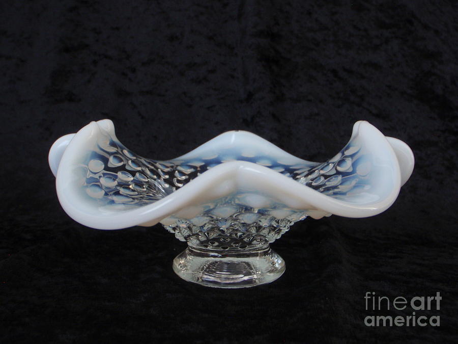 Bowl Photograph - Fenton Blue and White Hobnail Bowl No 8 by Mary Deal
