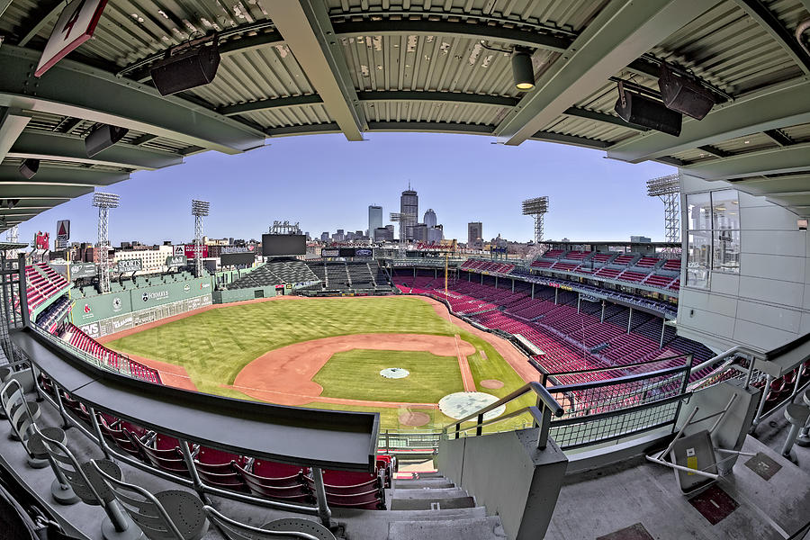 Boston Red Sox Photograph - Fenway Park and Boston Skyline by Susan Candelario