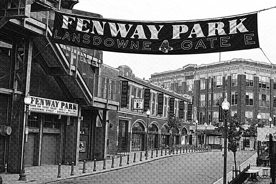 Boston Photograph - Fenway Park Banner Black and White by Toby McGuire