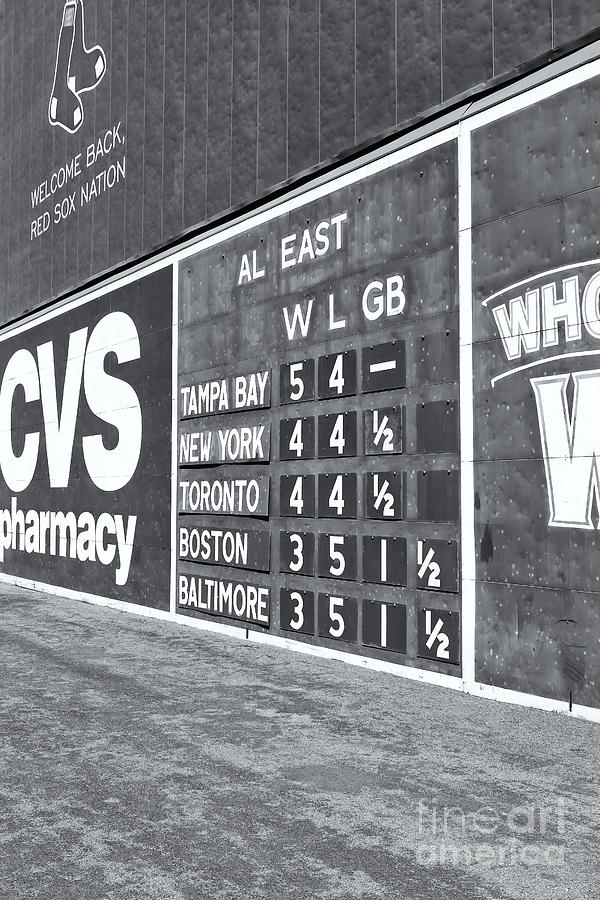 Boston Red Sox Photograph - Fenway Park Green Monster Scoreboard II by Clarence Holmes