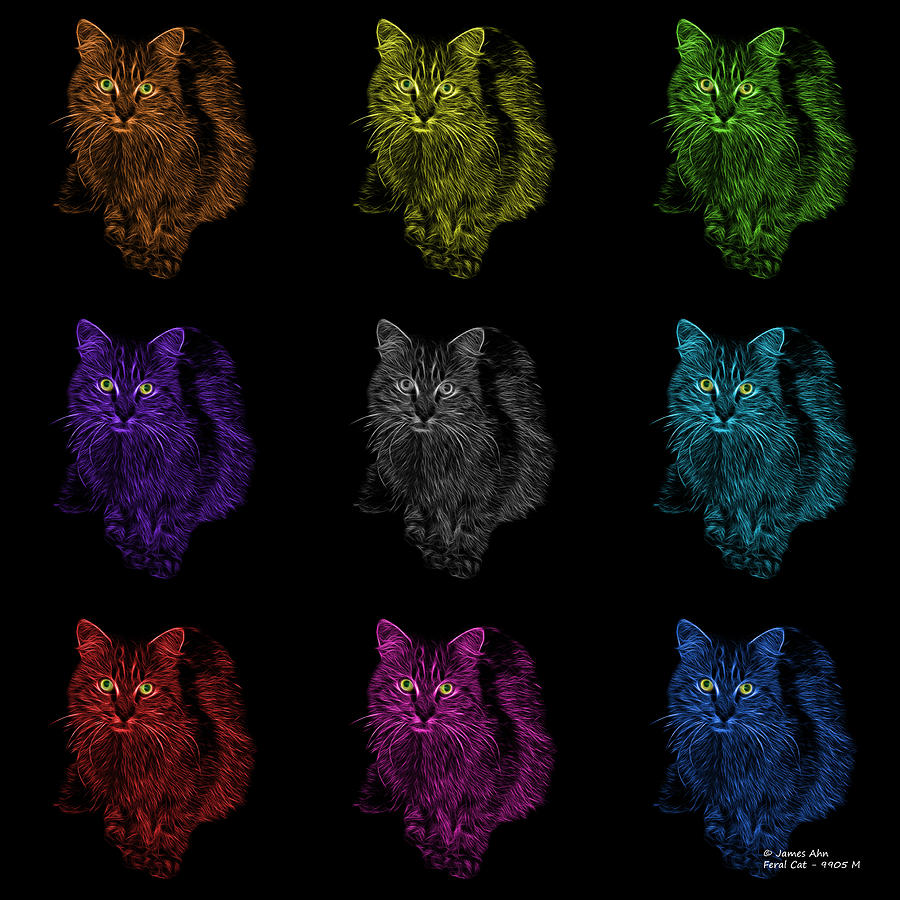 Feral Cat Pop Art - 9905 F M - BB Digital Art by James Ahn