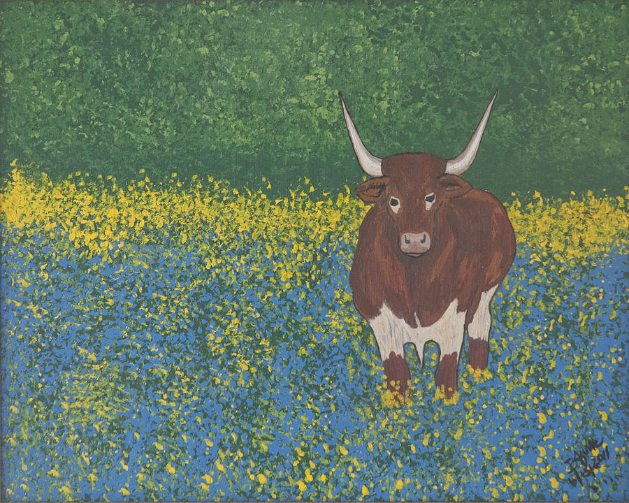 Bull Painting - Ferdinand by BJ Hilton Hitchcock