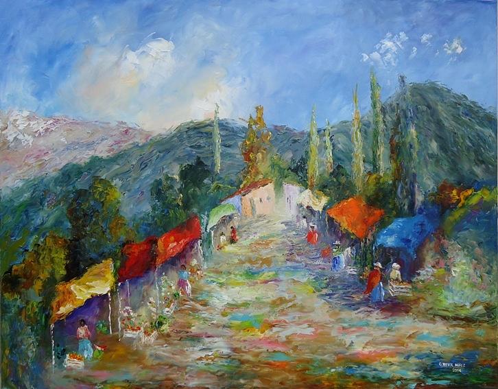 Feria Entre Cerros Painting by Cecilia Revol Nunez