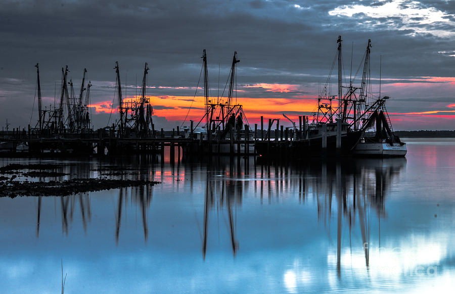 Sunset Photograph - Fernandina Shrimp Boats  by Scott Moore