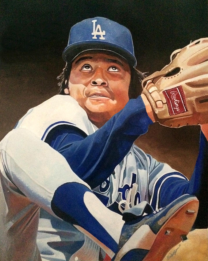 Fernando Vanezuela - Los Angles Dodgers Painting by Michael Pattison