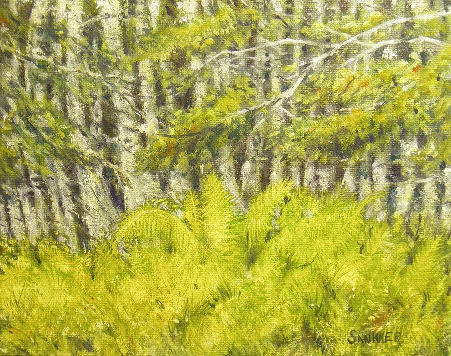 Ferns in the Forest Painting by Robert Sankner