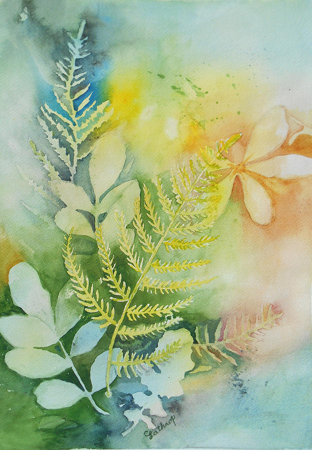 Ferns n Leaves Painting by Christine Lathrop