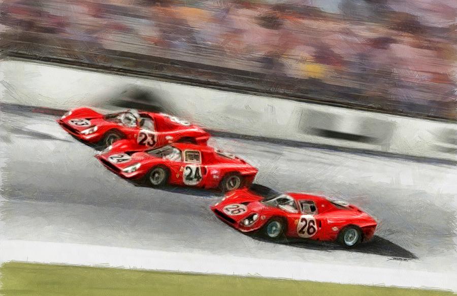Indianapolis Painting - Ferrari 1967 Daytona by Tano V-Dodici ArtAutomobile