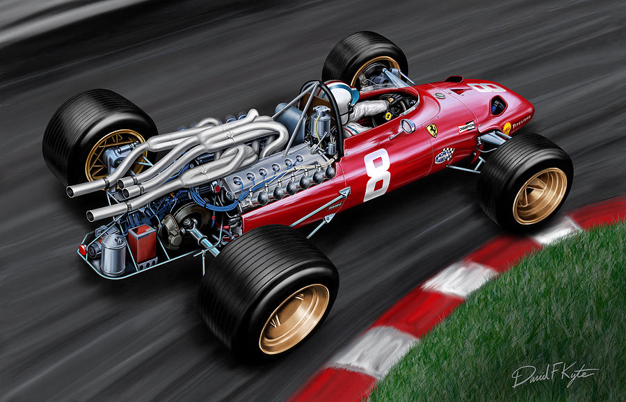 Car Painting - Ferrari 312 F-1 Car by David Kyte
