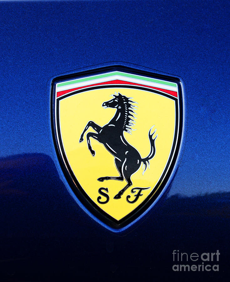 Ferrari Badge on Blue Photograph by Paul Ward
