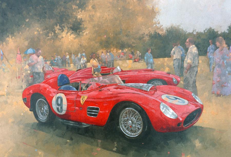Ferrari, Day Out At Meadow Brook Oil On Canvas Photograph by Peter Miller