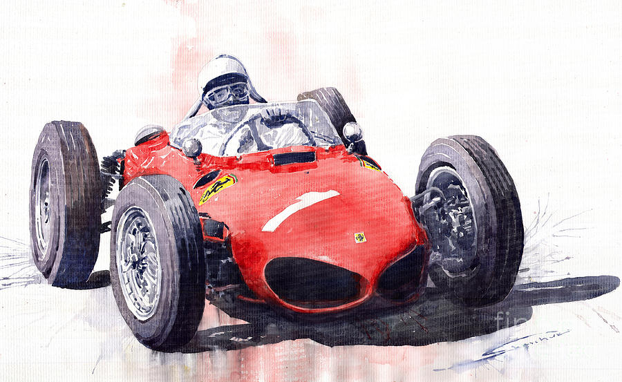 Car Painting - Ferrari Dino 156 F1 1961  by Yuriy Shevchuk