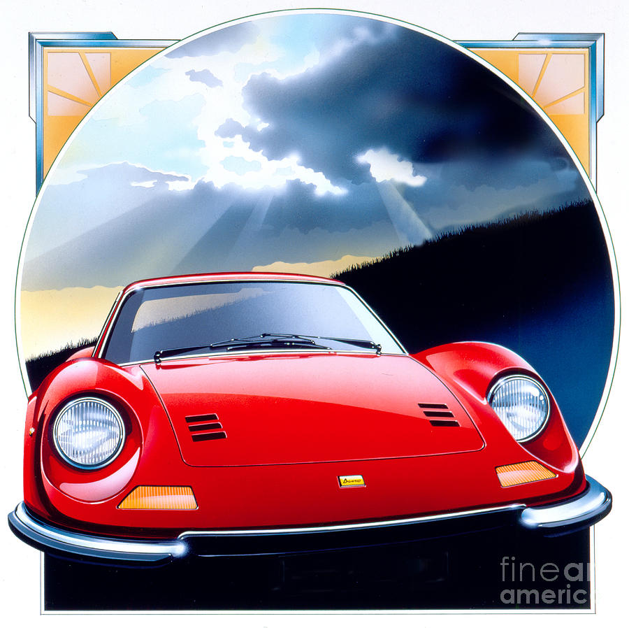 Car Digital Art - Ferrari Dino by MGL Meiklejohn Graphics Licensing