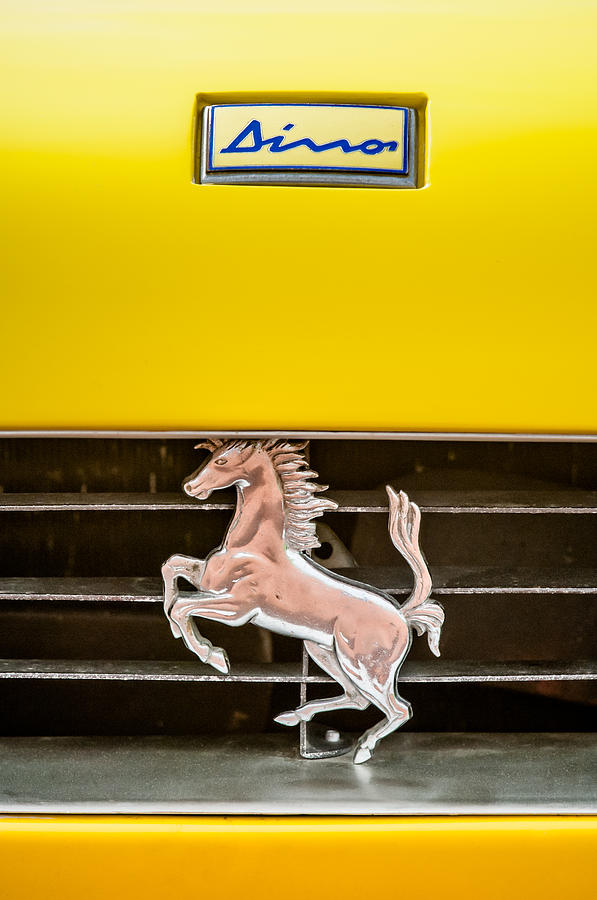 Car Photograph - Ferrari Dino Grille Emblem -0750c by Jill Reger