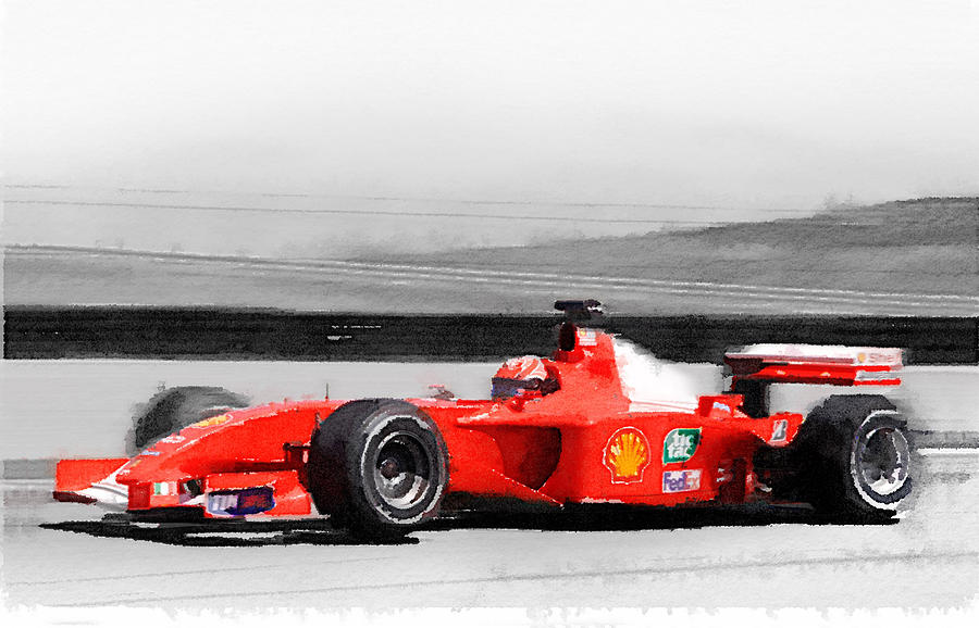 Car Painting - Ferrari F1 Laguna Seca Watercolor by Naxart Studio