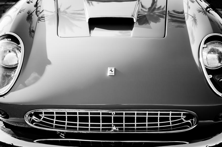 Ferrari Grille Emblem -0504bw Photograph by Jill Reger