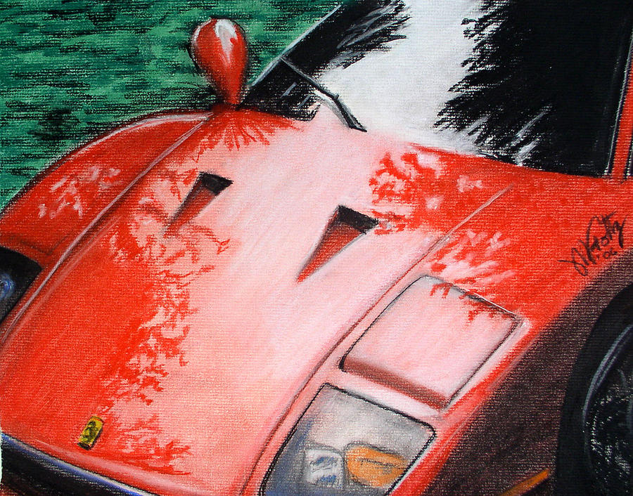 Ferrari In Red Painting by Michael Foltz