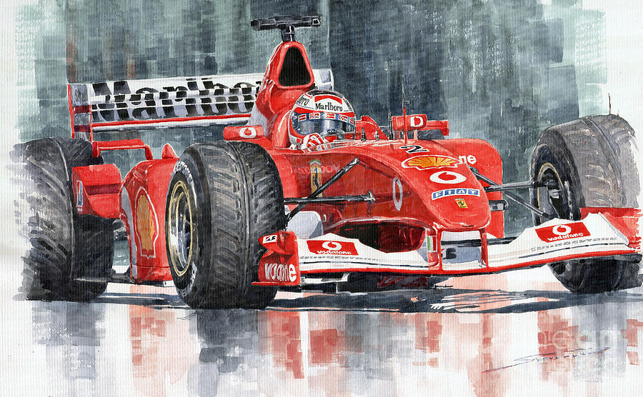 Automotive Painting - 2002 Ferrari Marlboro F 2002 Ferrari 051 Rubens Borrichello by Yuriy Shevchuk