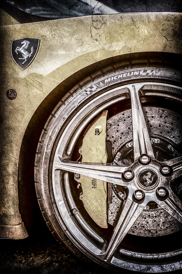 Transportation Photograph - Ferrari Side Emblem - Wheel Emblem -0183ac by Jill Reger