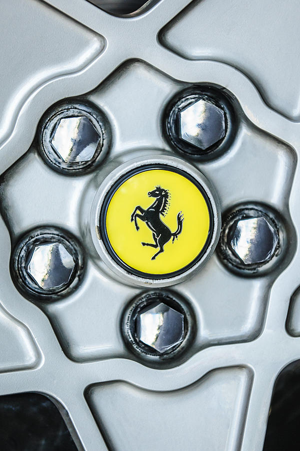 Car Photograph - Ferrari Wheel Emblem -0359c by Jill Reger