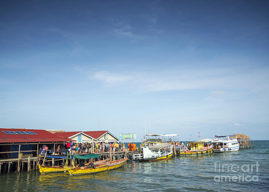 Boat Photograph - Ferries At Koh Rong Island Pier In Cambodiaferries At Koh Rong I by JM Travel Photography