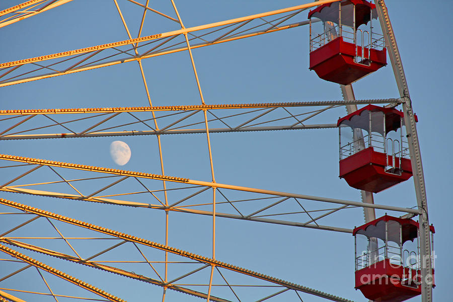 Ferris Wheel and Moon Photograph by Jack Schultz