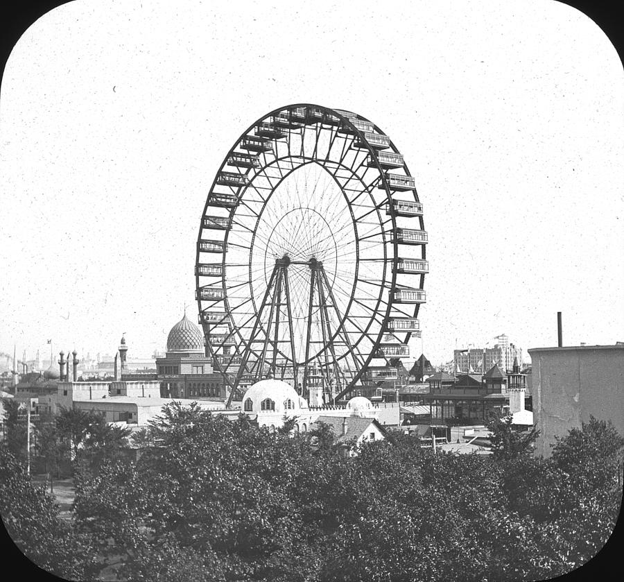 Ferris Wheel At Chicago Worlds Fair Columbian Exposition 1893 ...