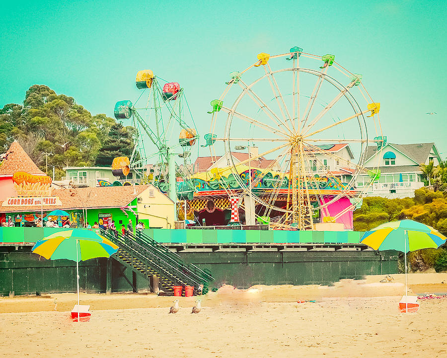 Umbrella Photograph - Ferris Wheel at Santa Cruz Beach Boardwalk in California by Lynn Langmade