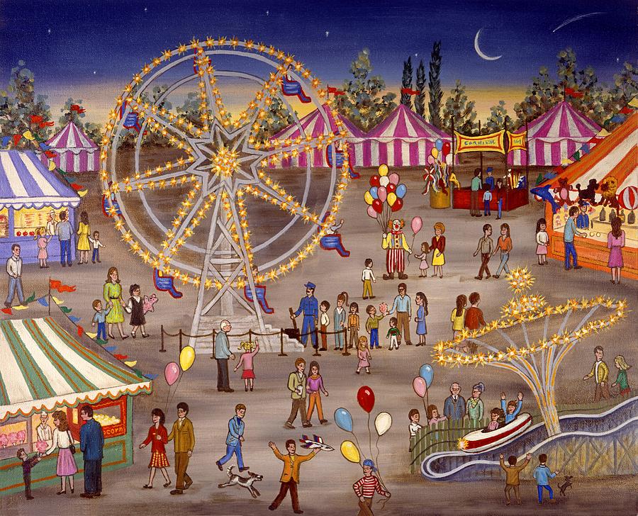 Ferris Wheel At The Carnival Painting by Linda Mears