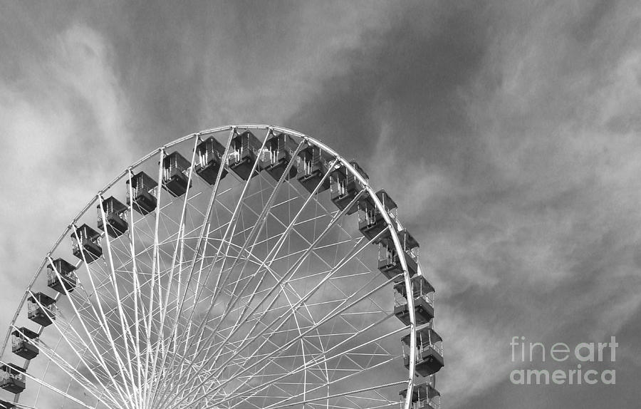 Ferris Wheel Black and White Photograph by Arlene Carmel