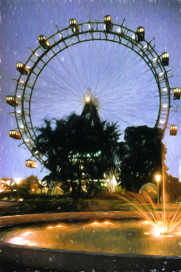 Ferris Wheel digital painting Digital Art by Cathy Anderson