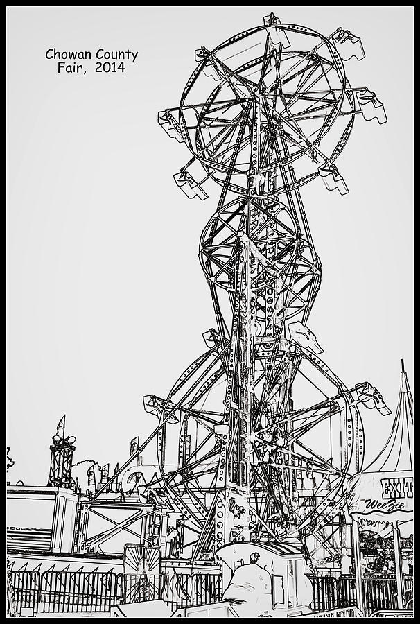 Ferris Wheel In Black And White Mixed Media