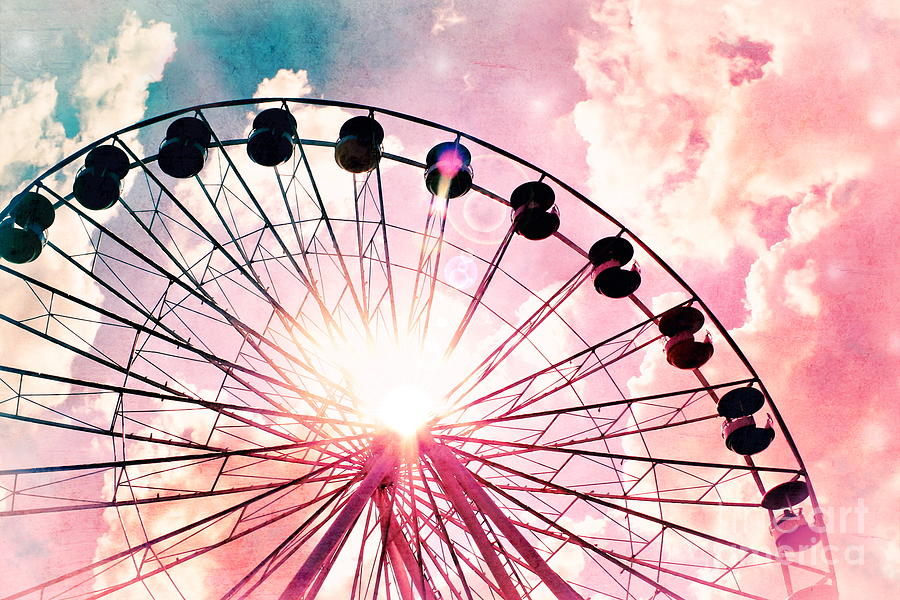 Fantasy Photograph - Ferris Wheel in Pink and Blue by Colleen Kammerer