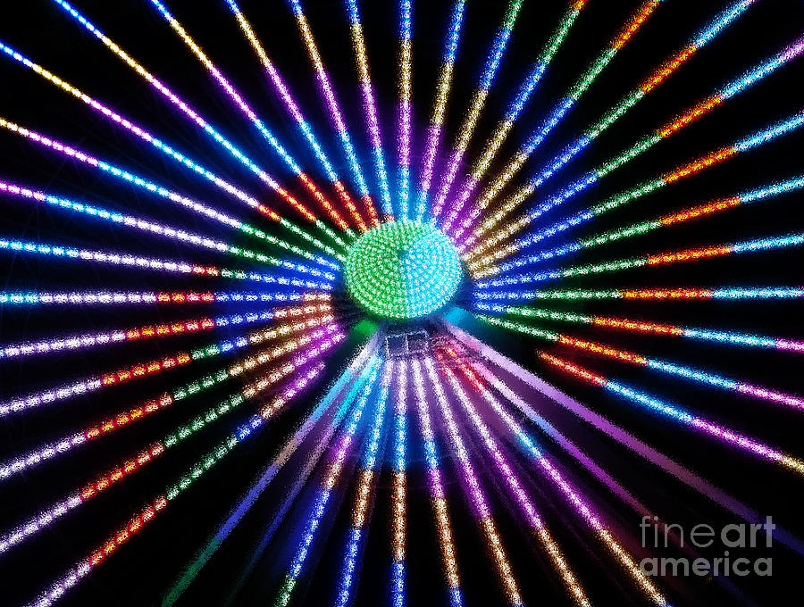 Abstract Photograph - Ferris wheel lights 3 by Sami Martin