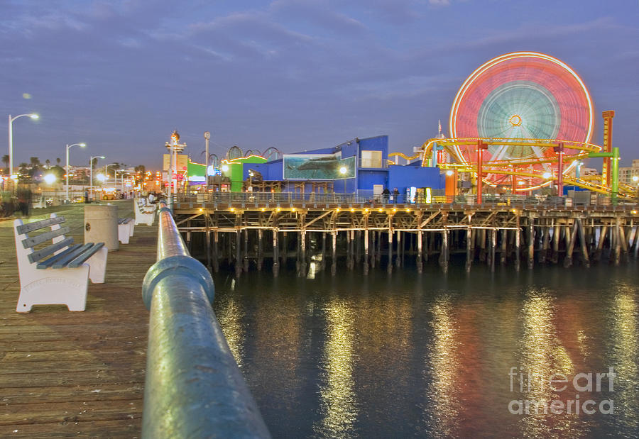 Ferris Wheel Pacific Park Pier Moving at Night Santa Monica CA  Photograph by David Zanzinger