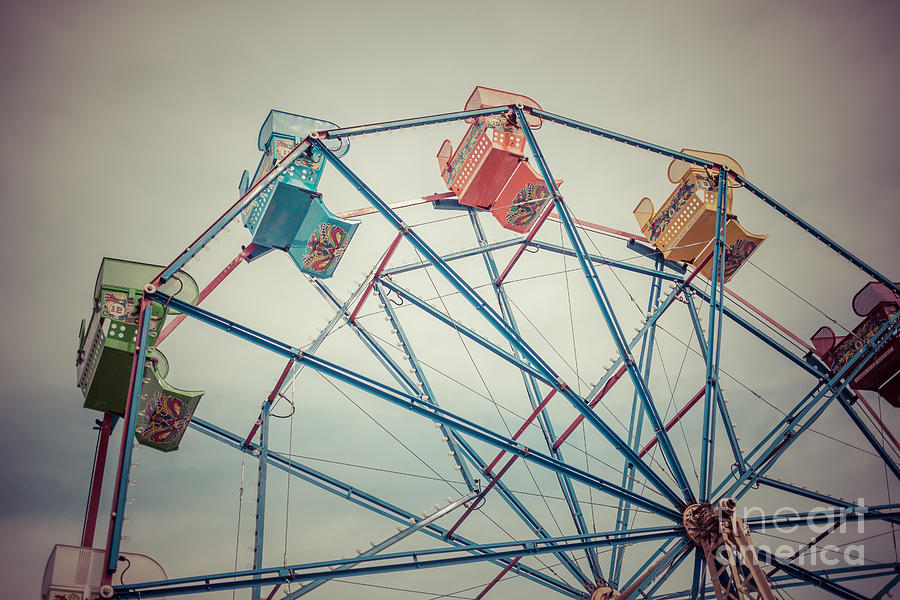 Newport Beach Photograph - Ferris Wheel Vintage Photo in Newport Beach California by Paul Velgos