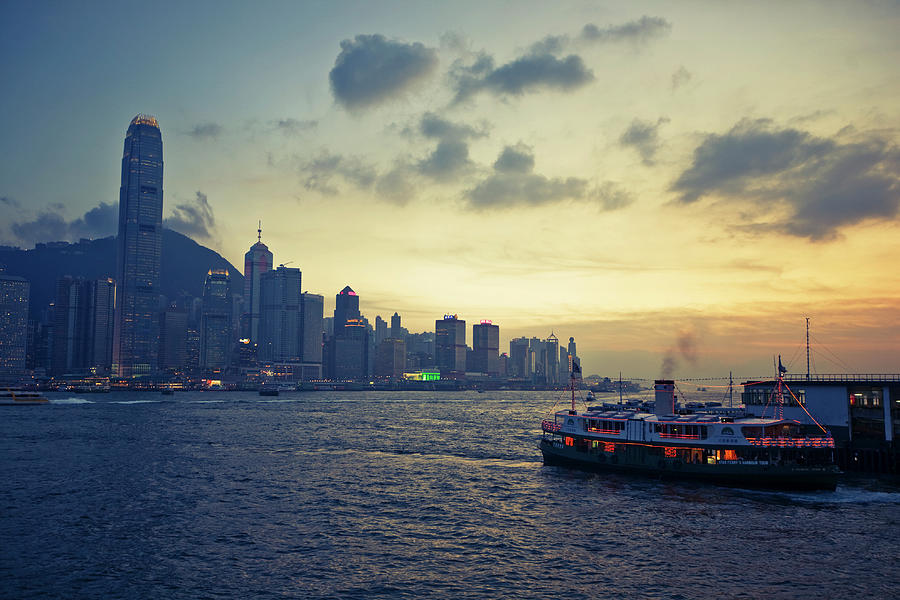 Ferry And Hong Kong Island Waterfront Photograph by Merten Snijders Ferry And Hong Kong Island Waterfront Photograph by Merten Snijders