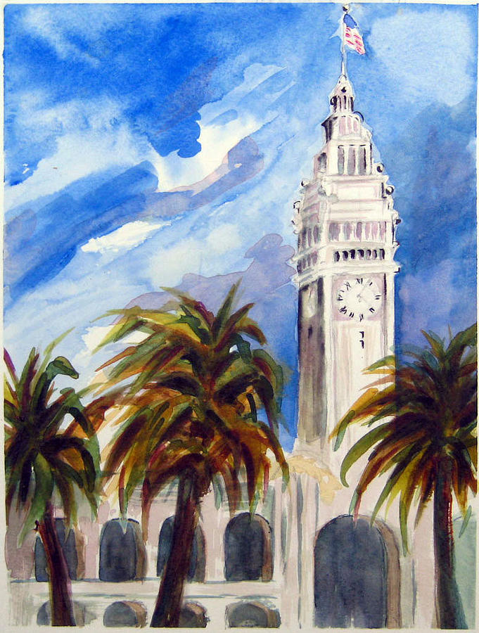 Ferry Building Painting by Karen Coggeshall