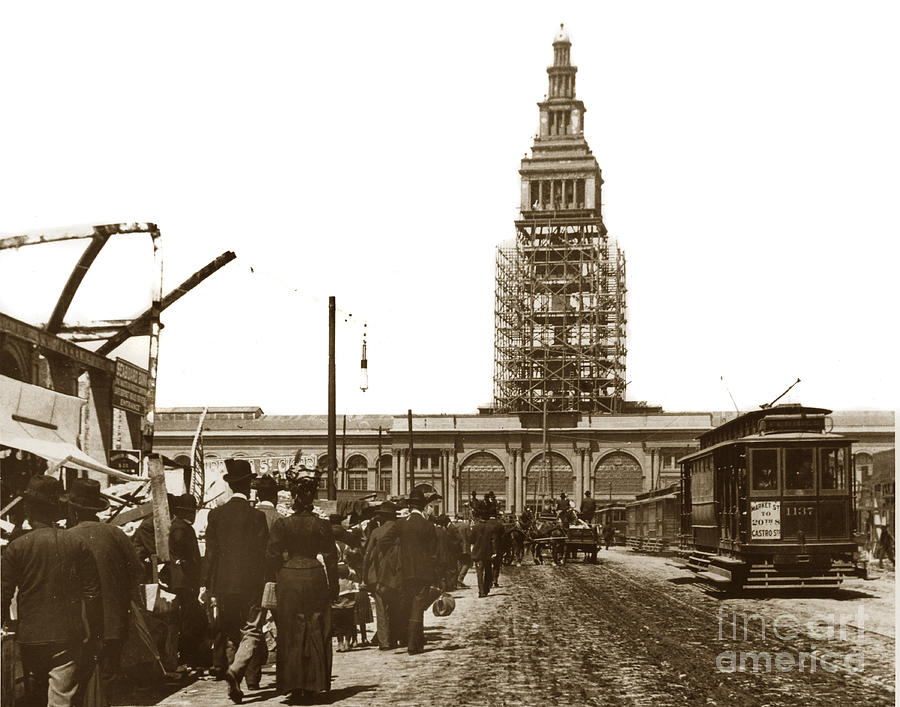San Francisco Photograph - Ferry Building foot of Market St. San Francisco Earthquake and Fire of April 18 1906 by Monterey County Historical Society