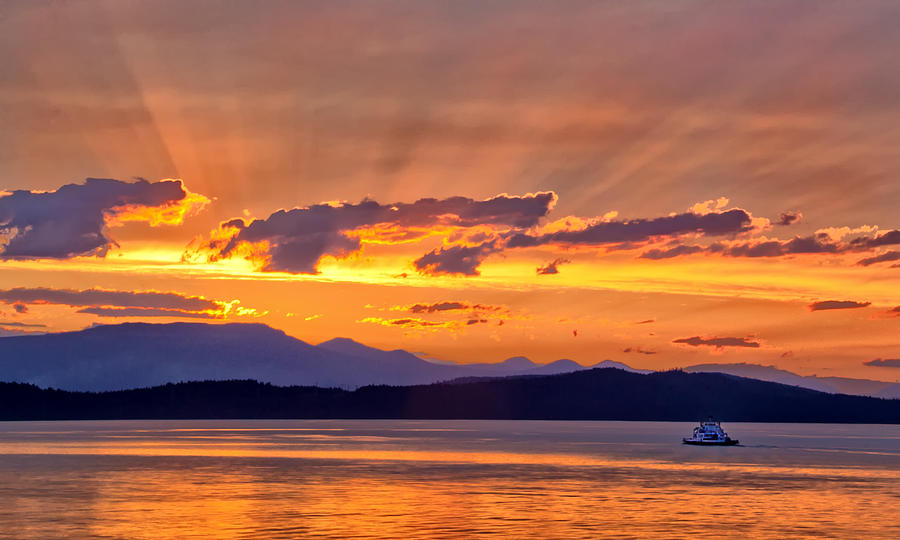 Sunset Photograph - Ferry Crossing Sunset by Carolyn Derstine