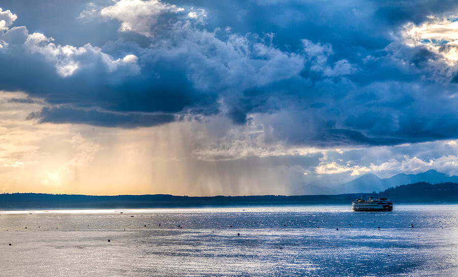 Ferry on Puget Sound Photograph by Tommy Farnsworth